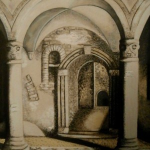 I PORTICI  DI BOLOGNA acrilico su tela 30x40