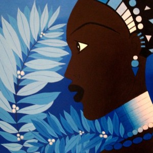 KARABA' BLU olio su tela 50x50