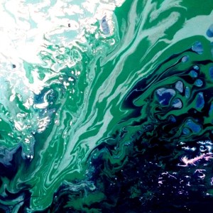 BLUE WATERFALL tecnica mista su tela 60x50