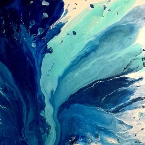 BLUE SURF tecnica mista su tela 100x100