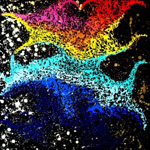 LA DANZA DEI COLORI smalto su tela 80x80