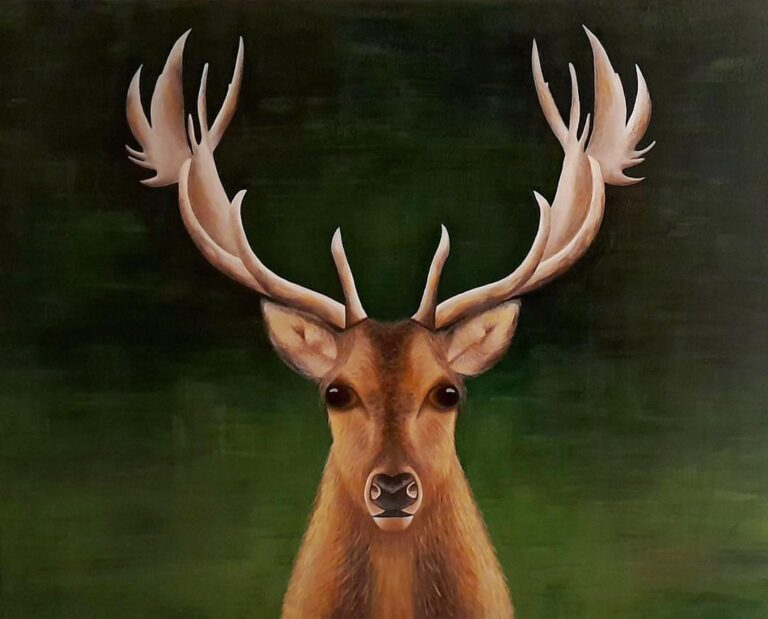 LO SGUARDO DEL CERVO acrilico su tela 80x100